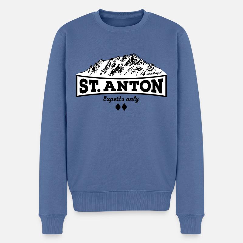 St. Anton Schindlergrat - Männer Premium Bio Pullover - Taubenblau