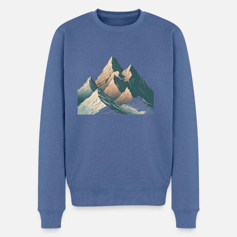 Minimalistisches Berg, Alpen Motiv - Männer Premium Bio Pullover - Taubenblau