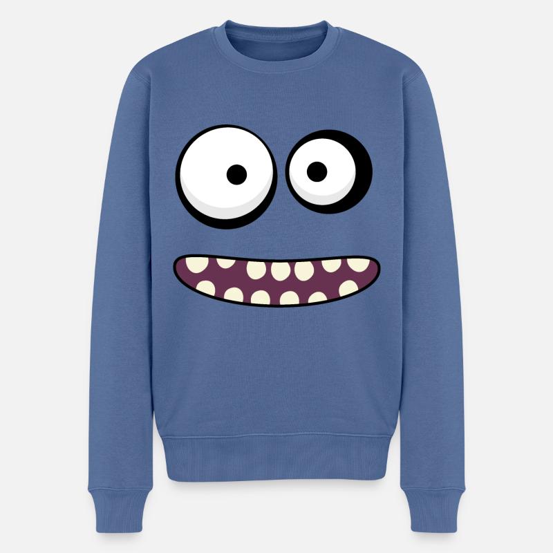Monster-Gesicht - Männer Premium Bio Pullover - Taubenblau