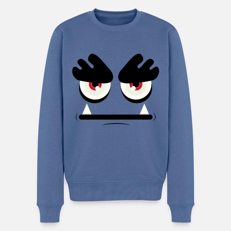 Monster-Gesicht - Männer Premium Bio Pullover - Taubenblau
