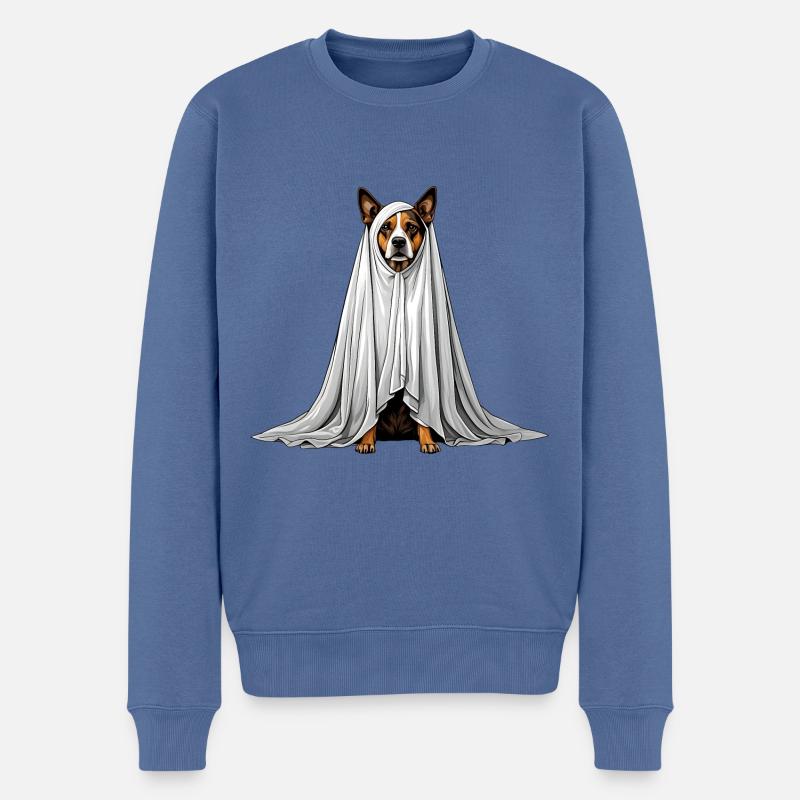 Gruseliger Hundegeist - Männer Premium Bio Pullover - Taubenblau