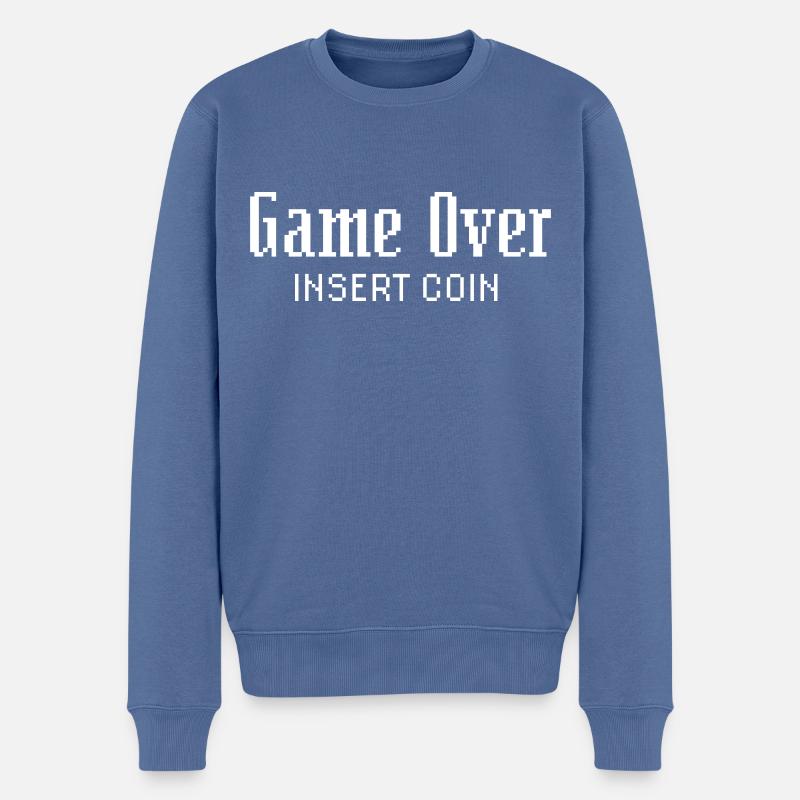 Game Over Insert Coin - Männer Premium Bio Pullover - Taubenblau