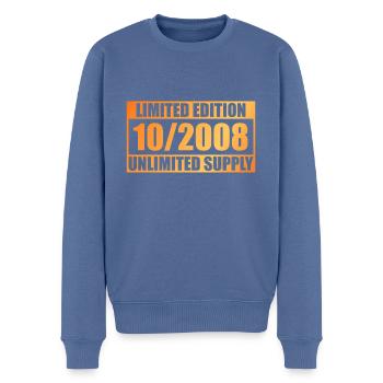 16ème Anniversaire Edition Limitée - ꝏ Approvisionnement 10/2008 - Pull Premium bio Homme - bleu pigeon - Devant - Nico (187cm)