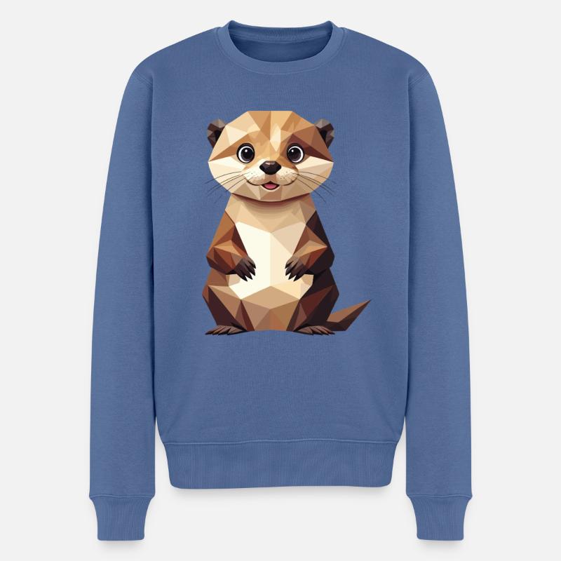 Polygone de loutre - Animal mignon - Pull Premium bio Homme - bleu pigeon