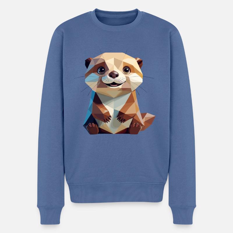 Niedlicher Otter im Polygonstil - Männer Premium Bio Pullover - Taubenblau