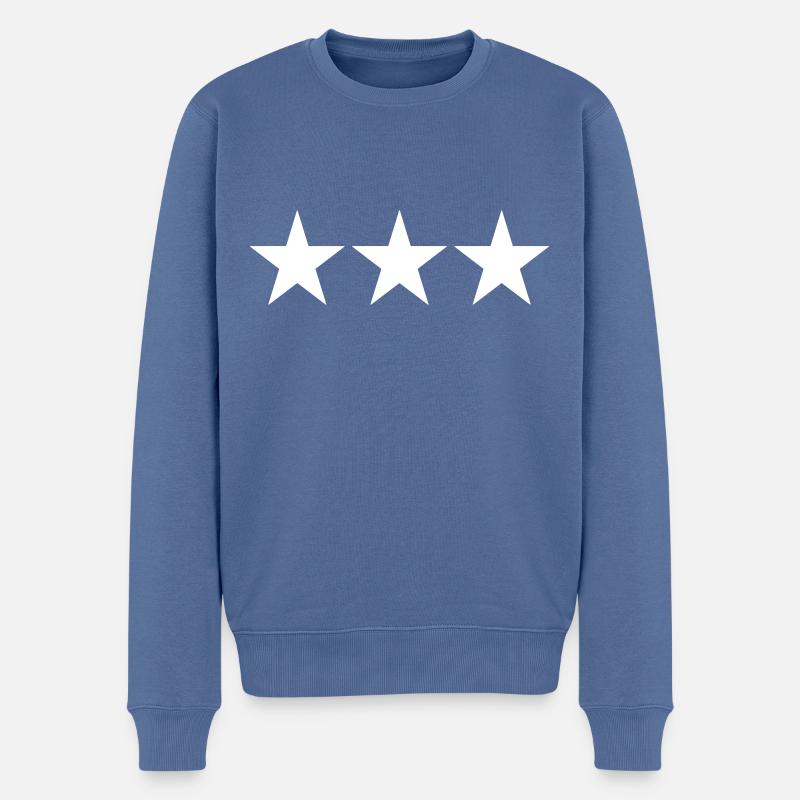 3 STERNE - Männer Premium Bio Pullover - Taubenblau