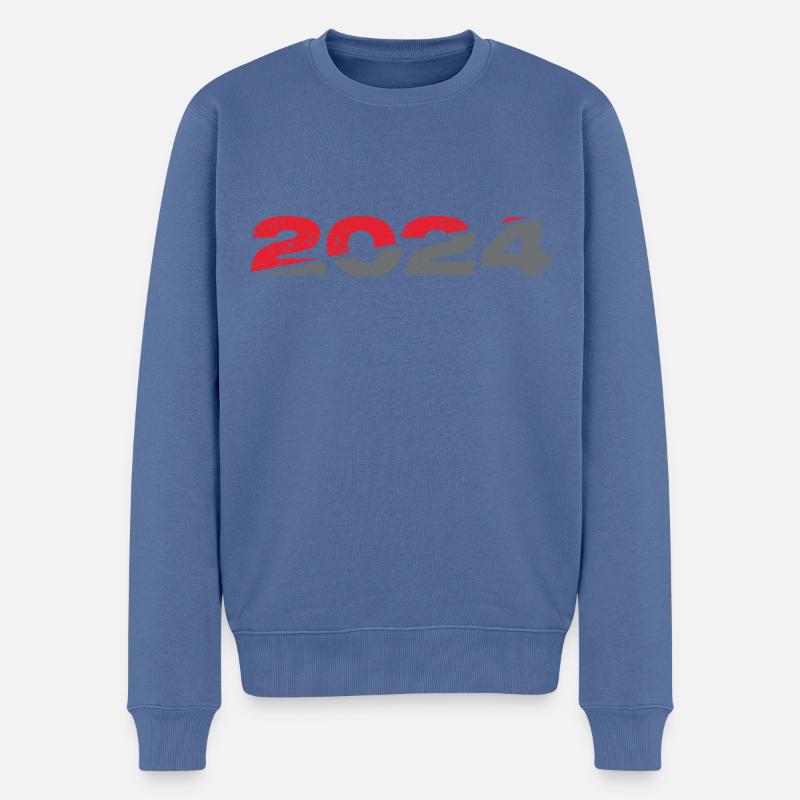 2024 - Männer Premium Bio Pullover - Taubenblau