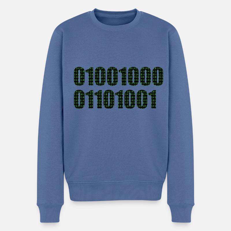 Binary code "Hi" - Men's Premium Organic Jumper - stone blue