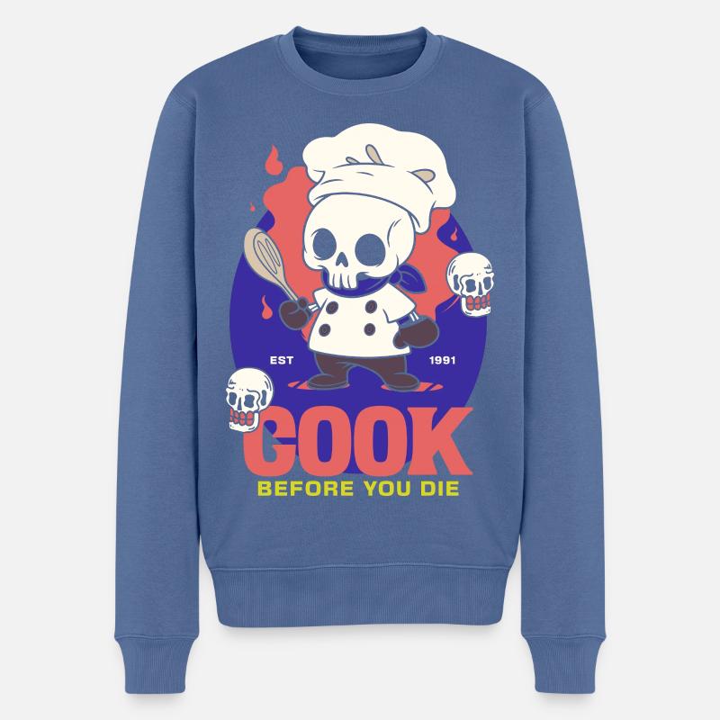Kochskelett Vor Dem Tod - Männer Premium Bio Pullover - Taubenblau