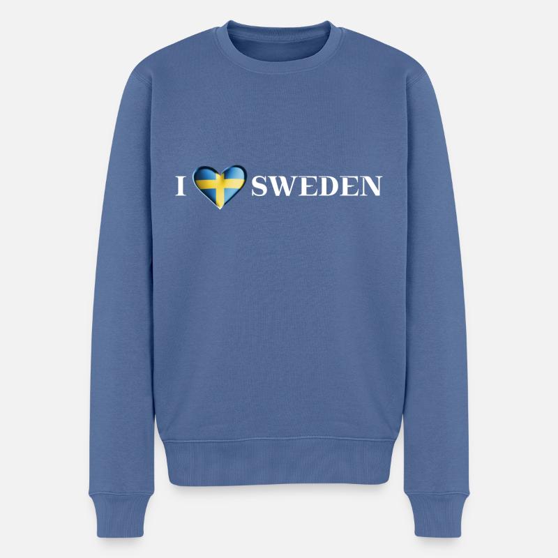 I LOVE SWEDEN Geschenkidee Schweden schwedisch - Männer Premium Bio Pullover - Taubenblau