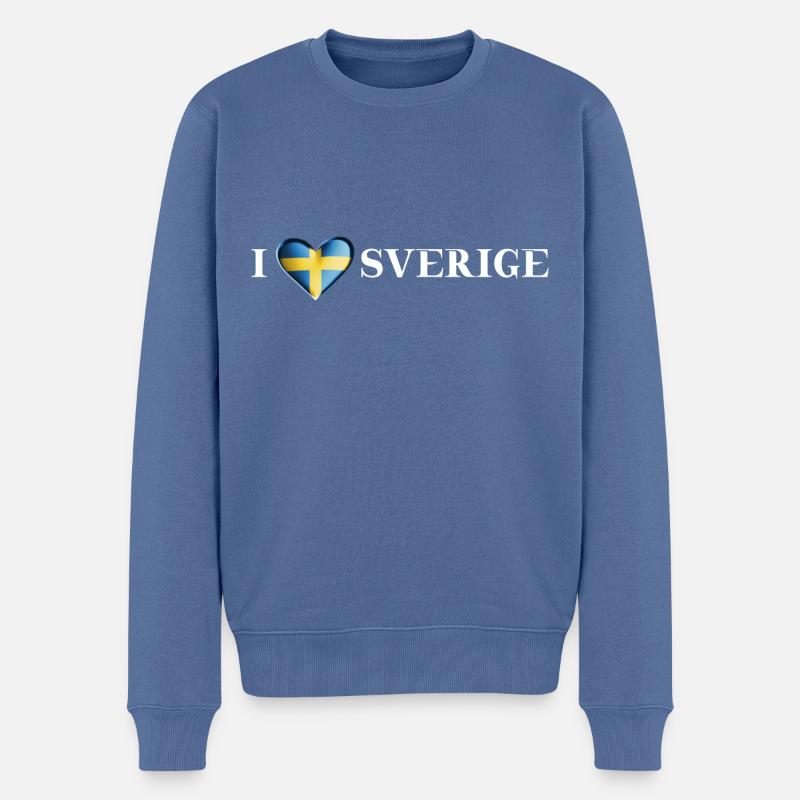 I LOVE SVERIGE Geschenkidee Schweden schwedisch - Männer Premium Bio Pullover - Taubenblau