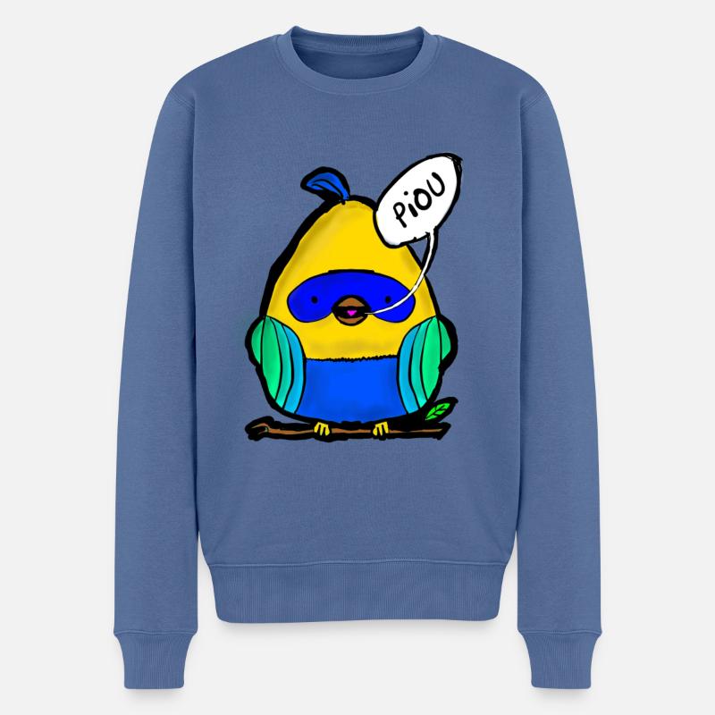 piou - Pull Premium bio Homme - bleu pigeon