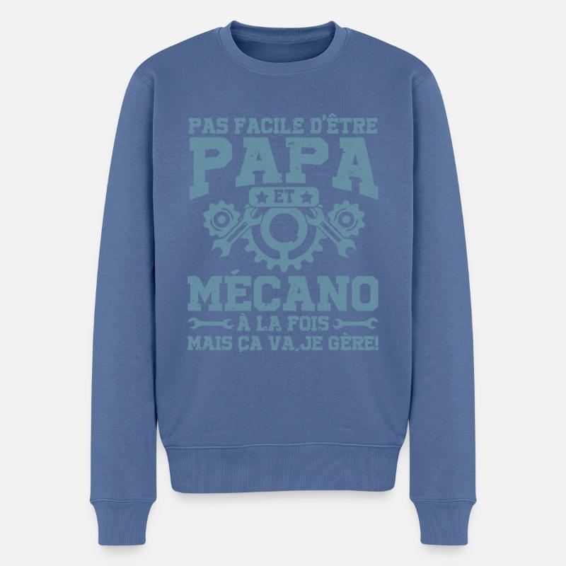 Papa Et Mécano À La Fois Mais Ça Va Je Gère - Pull Premium bio Homme - bleu pigeon