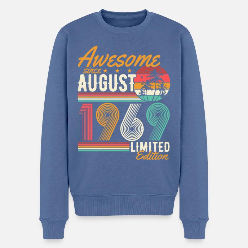 Août 1969 Naissance Anniversaire Rétro - Pull Premium bio Homme - bleu pigeon