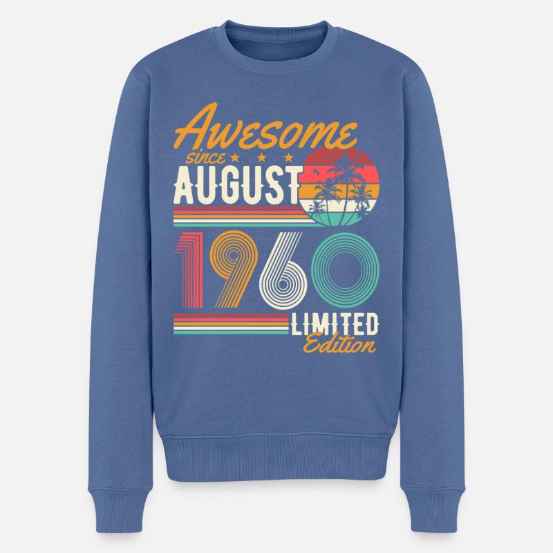 Août 1960 Naissance Anniversaire Rétro - Pull Premium bio Homme - bleu pigeon