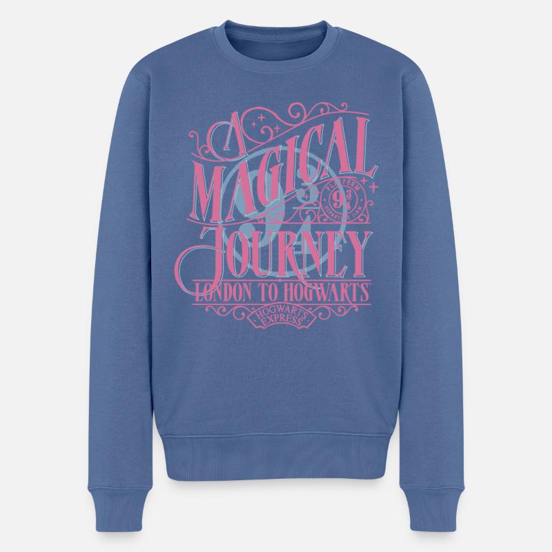 Harry Potter Gleis 9 ¾ Design In Rosa & Blau - Männer Premium Bio Pullover - Taubenblau
