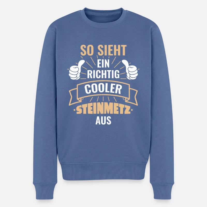 So Sieht Ein Richtig Cooler Steinmetz Aus - Männer Premium Bio Pullover - Taubenblau