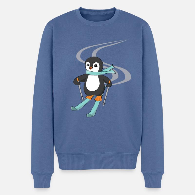 Ski Pinguin Skischule KinderLehrer - Männer Premium Bio Pullover - Taubenblau