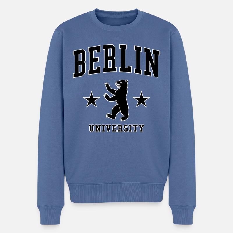 Berlin University - Pull Premium bio Homme - bleu pigeon