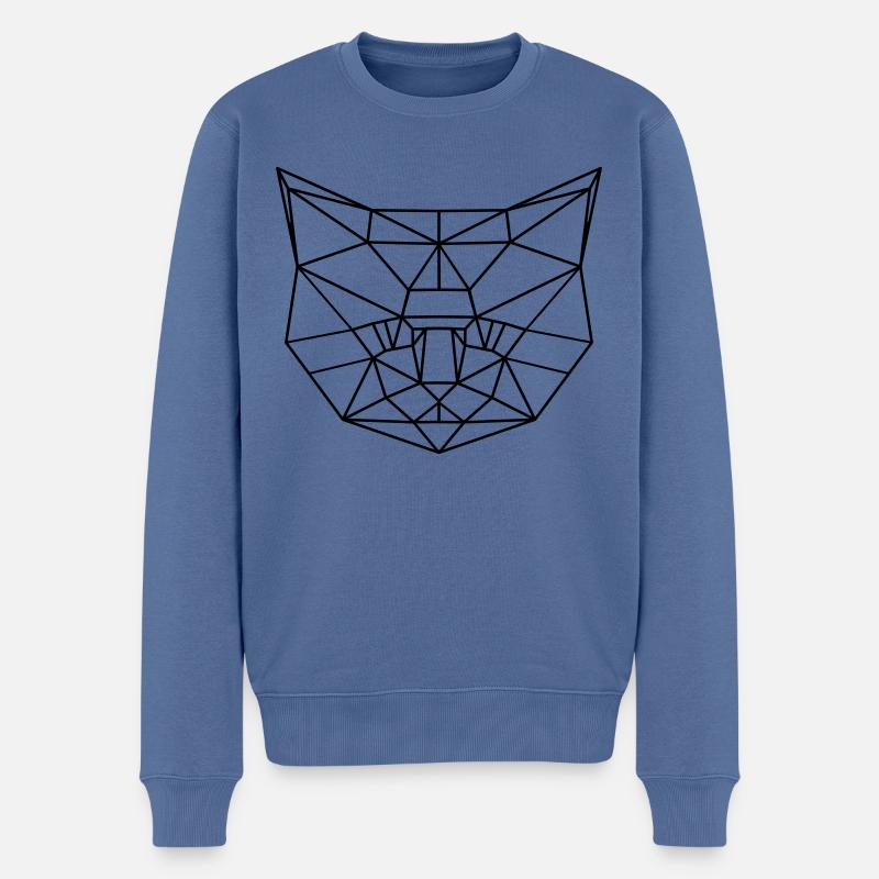 Katze - Männer Premium Bio Pullover - Taubenblau