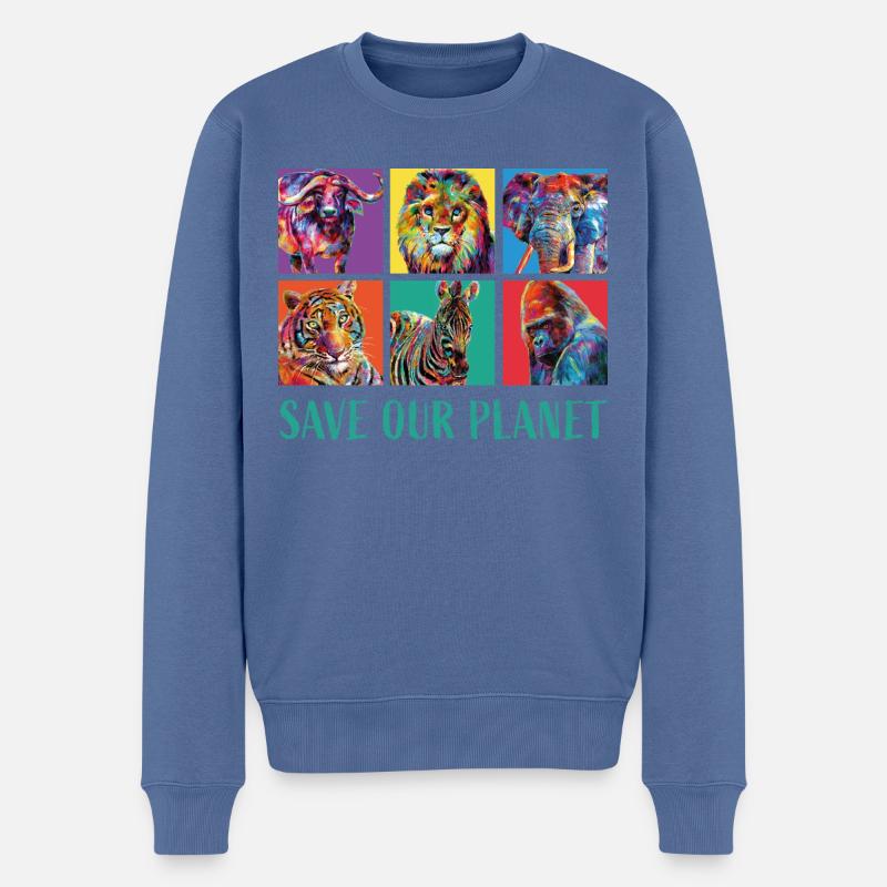 P.D. Moreno Save Our Planet - Männer Premium Bio Pullover - Taubenblau