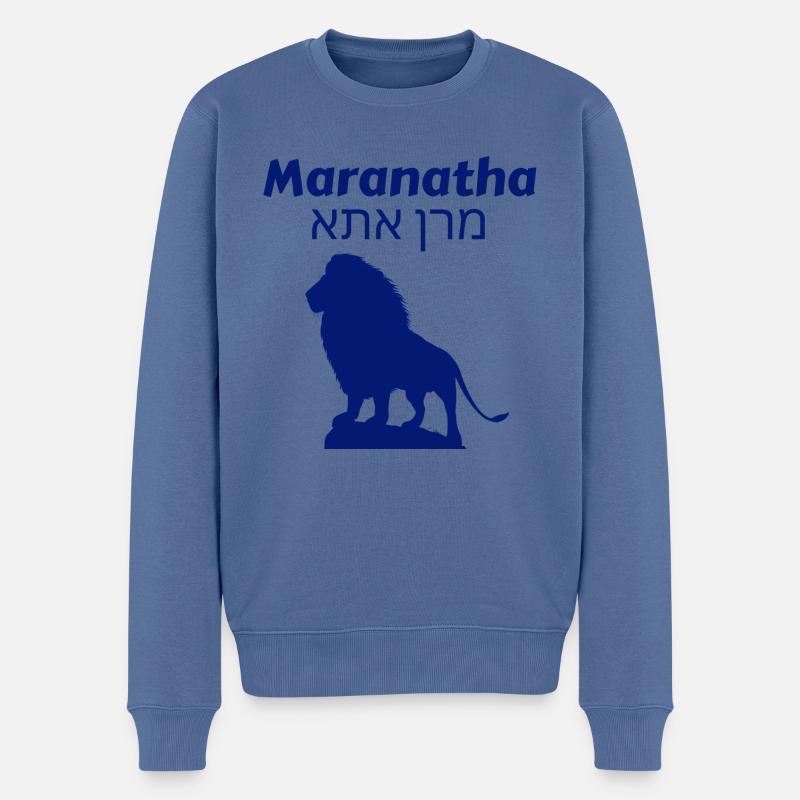 Maranatha blau - Männer Premium Bio Pullover - Taubenblau