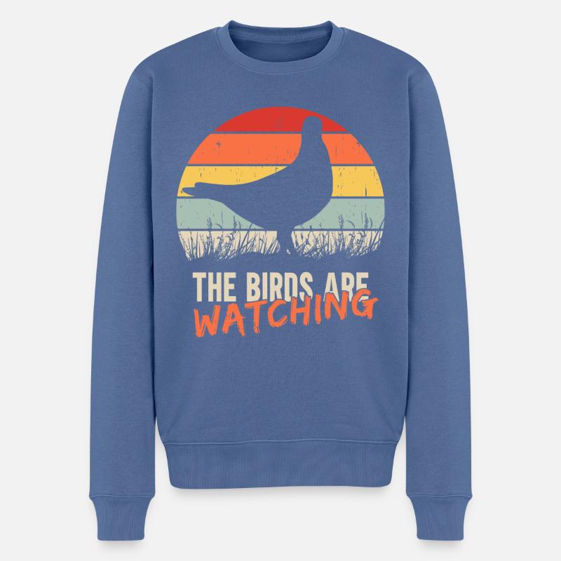 Les oiseaux observent - Pull Premium bio Homme - bleu pigeon