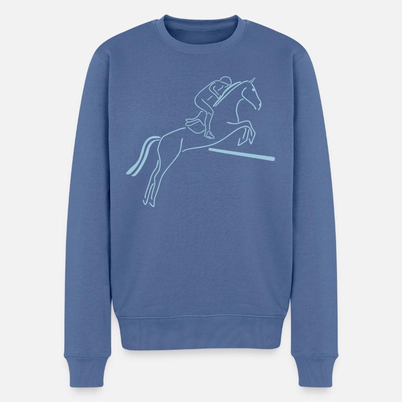 Aperçu du saut d’obstacles - Pull Premium bio Homme - bleu pigeon