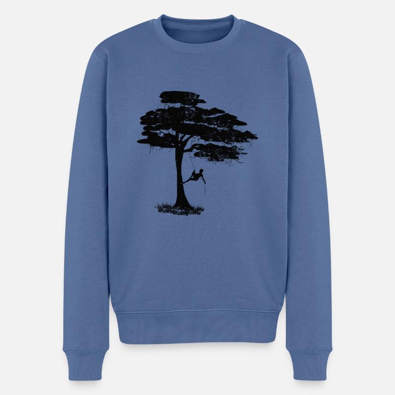 Baumkletterer Design - Männer Premium Bio Pullover - Taubenblau