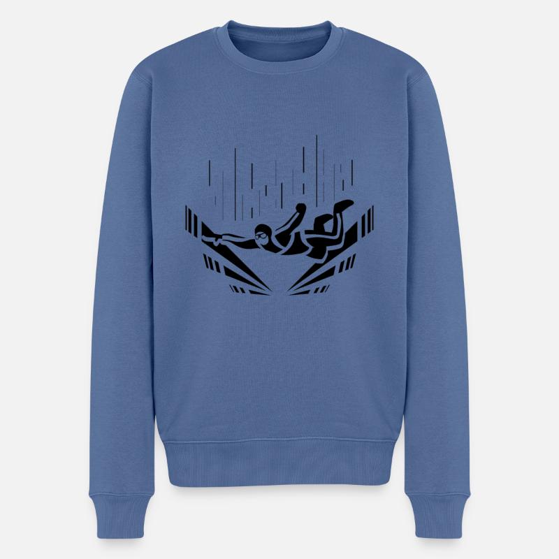 Fallschirmspringer Design - Männer Premium Bio Pullover - Taubenblau