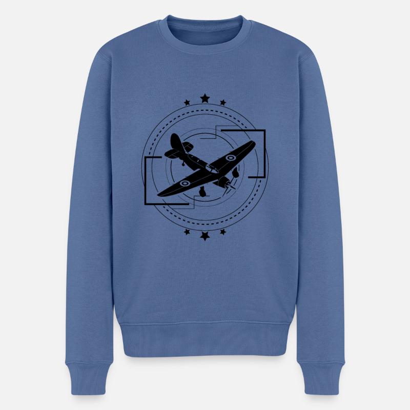 Leichtflugzeug Design - Männer Premium Bio Pullover - Taubenblau