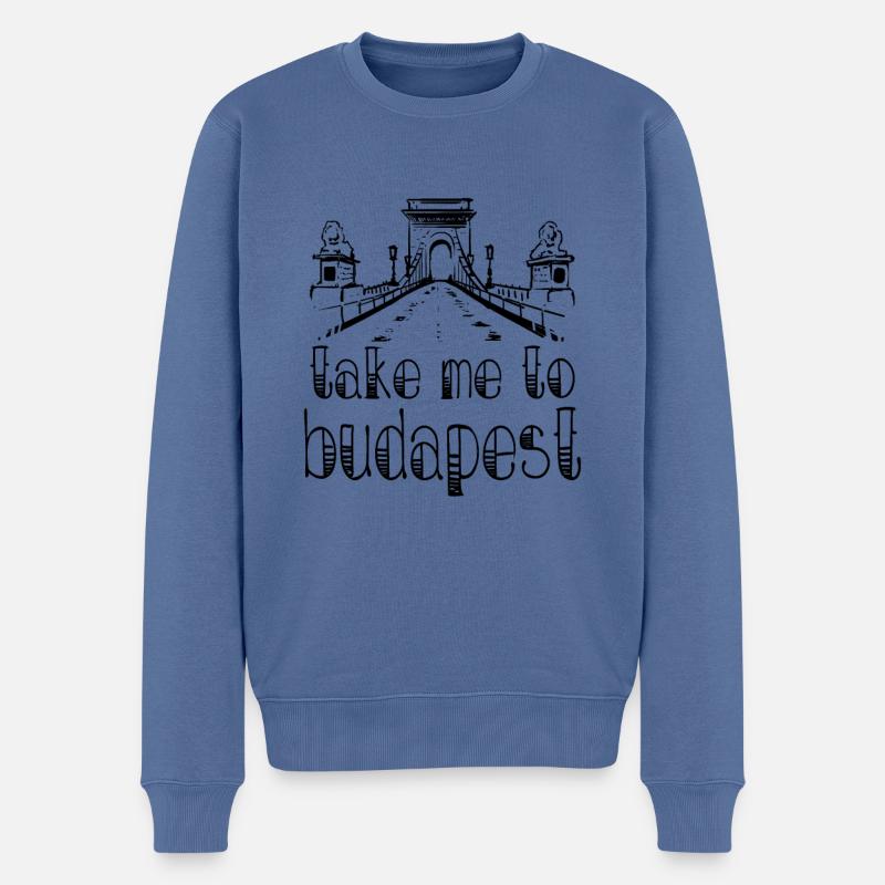 Budapest - Männer Premium Bio Pullover - Taubenblau