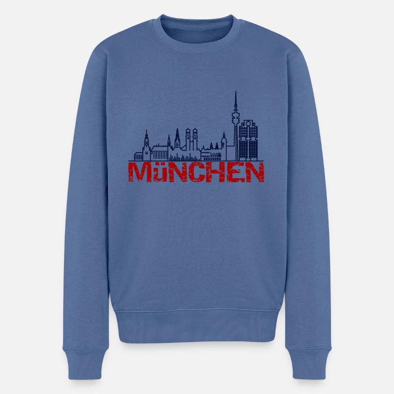 München - Männer Premium Bio Pullover - Taubenblau