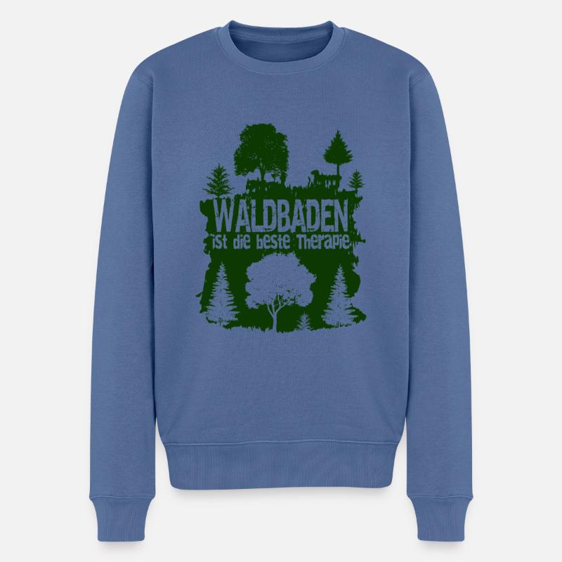 Waldbaden shinrinyoku - Männer Premium Bio Pullover - Taubenblau