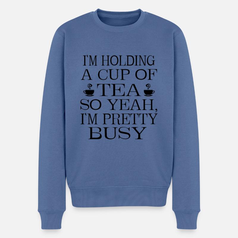 Tea arbeit - Männer Premium Bio Pullover - Taubenblau