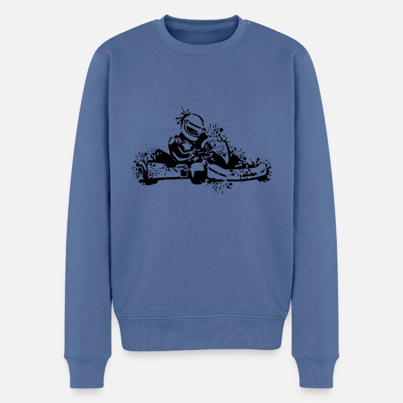 Gokart Design - Männer Premium Bio Pullover - Taubenblau