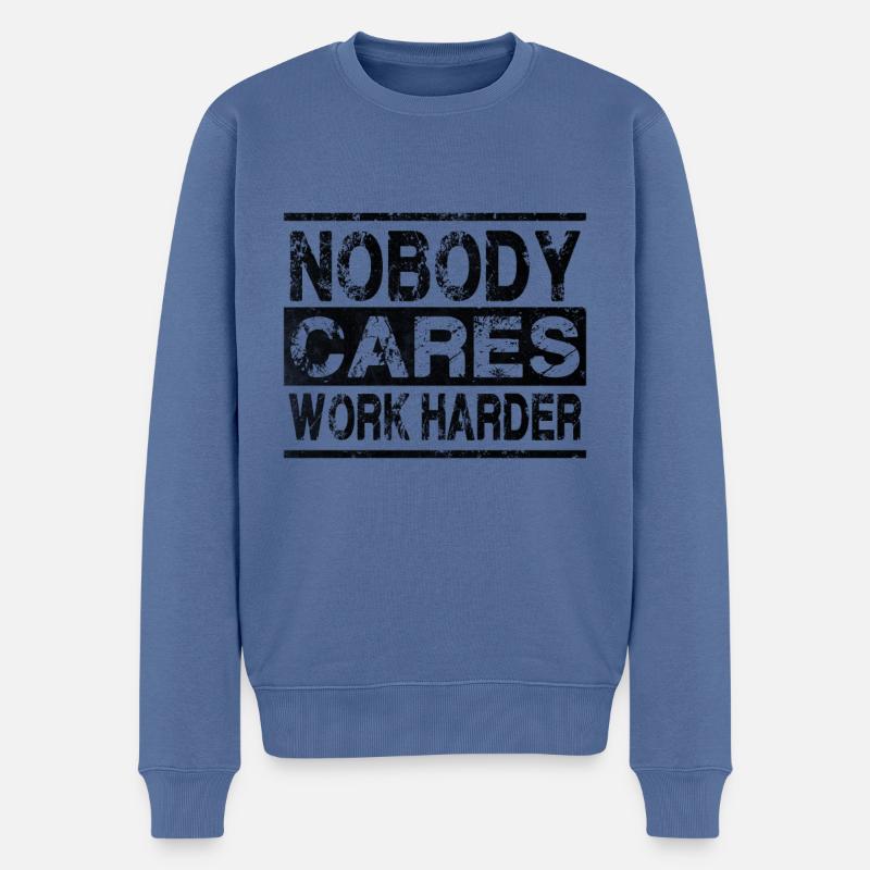 Work Harder - Männer Premium Bio Pullover - Taubenblau