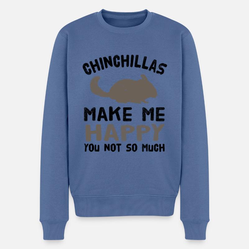 Chinchilla Happy - Männer Premium Bio Pullover - Taubenblau