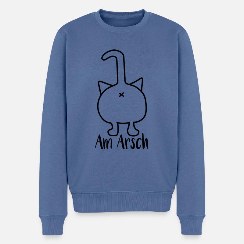 Chat par derrière - Pull Premium bio Homme - bleu pigeon