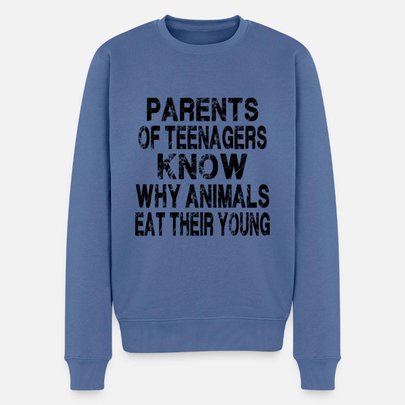 Teenager Eltern - Männer Premium Bio Pullover - Taubenblau