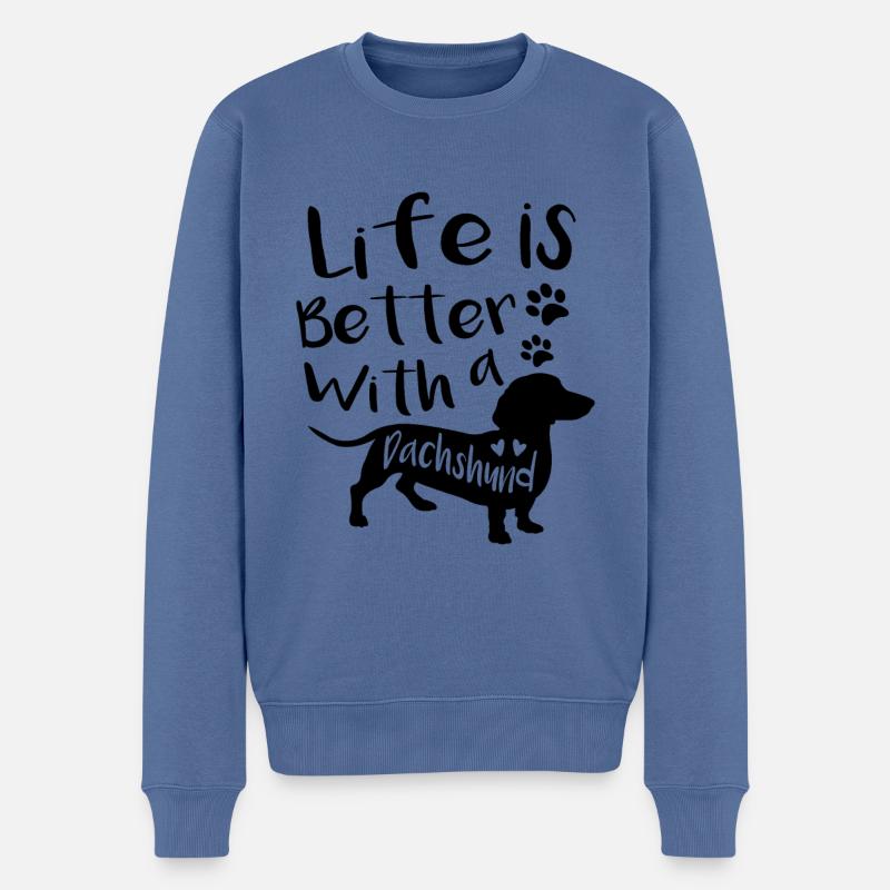 La vie est meilleure - Pull Premium bio Homme - bleu pigeon