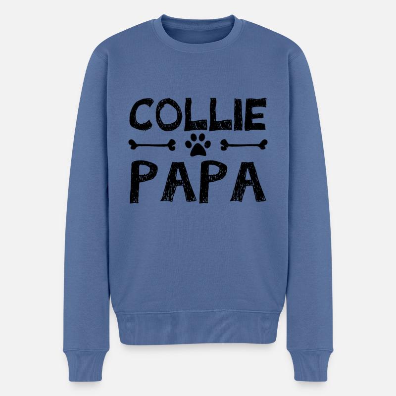 border collie Papa - Männer Premium Bio Pullover - Taubenblau