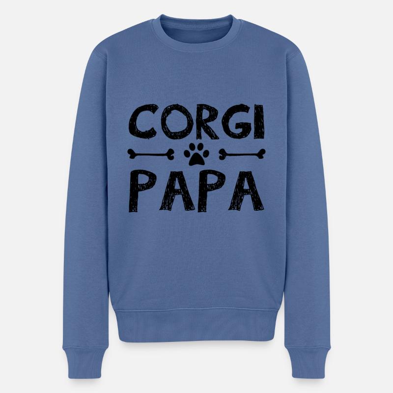 Corgi dad - Männer Premium Bio Pullover - Taubenblau
