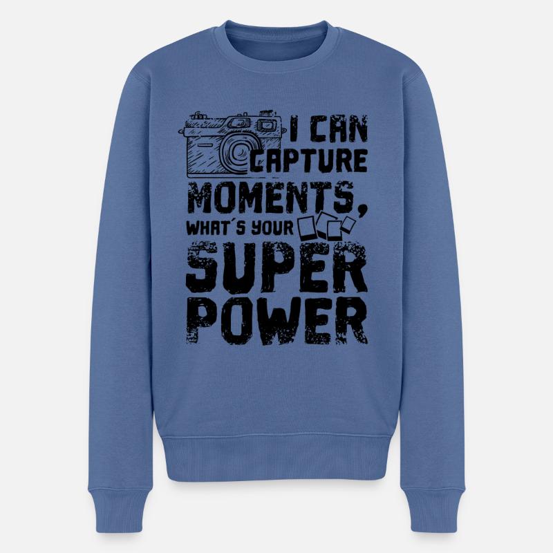 Fotografie - Männer Premium Bio Pullover - Taubenblau