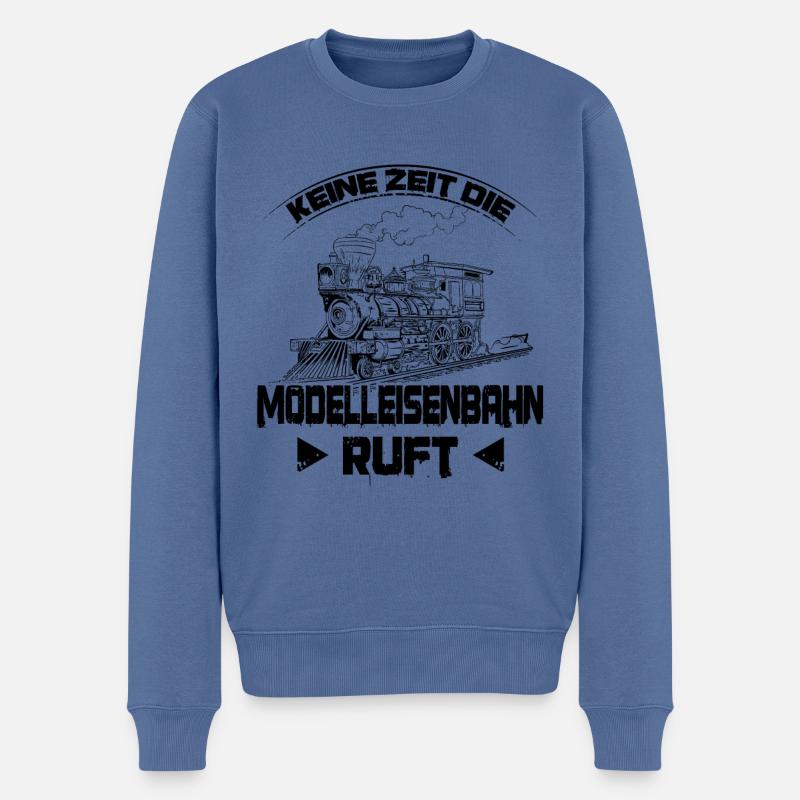 Modelleisenbahn - Männer Premium Bio Pullover - Taubenblau