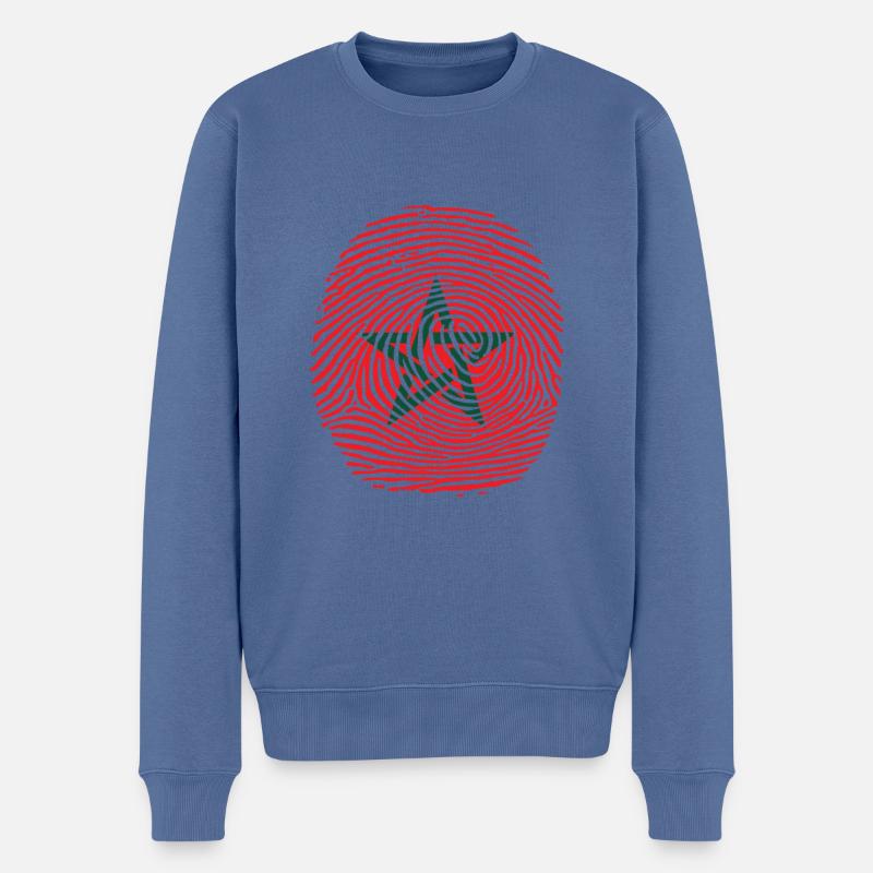 empreinte digitale du drapeau marocain - Pull Premium bio Homme - bleu pigeon