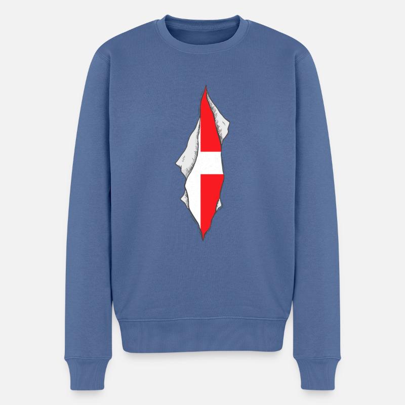 Danish flag proud denmark patriotic - Männer Premium Bio Pullover - Taubenblau