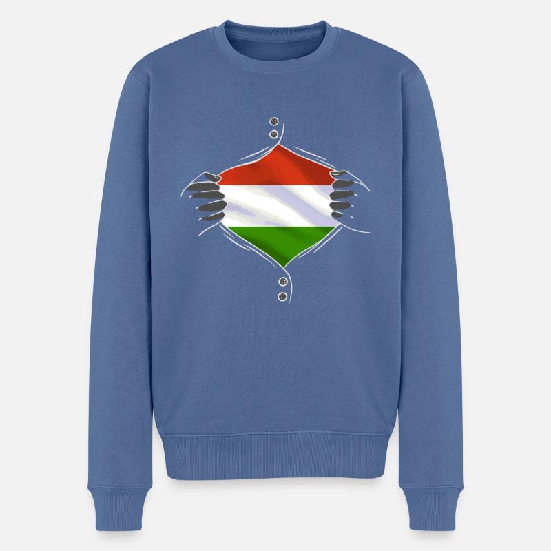 hungary flag proud Hungarian - Männer Premium Bio Pullover - Taubenblau