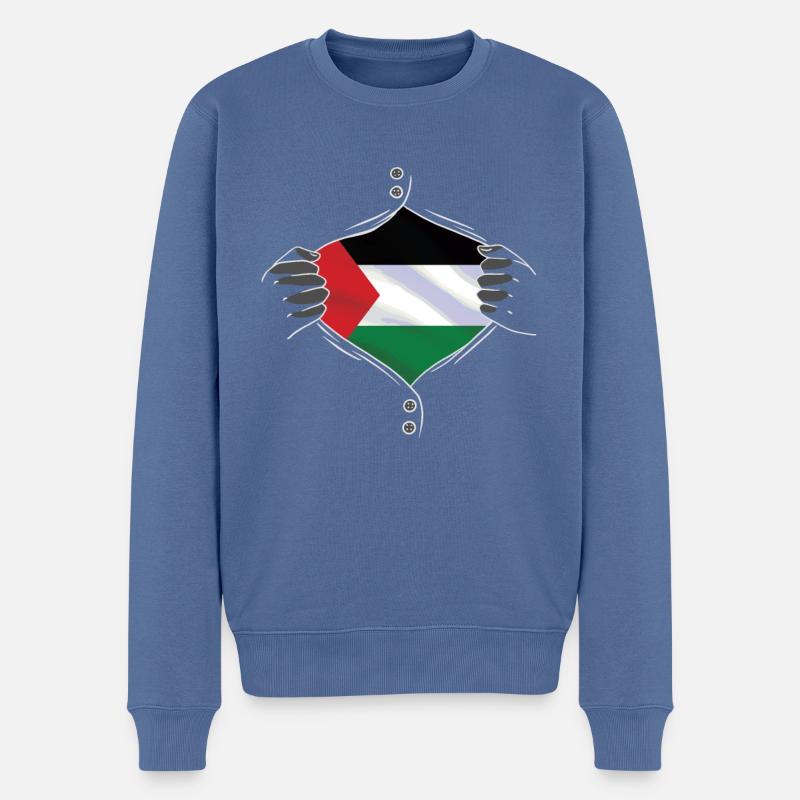 Le drapeau de la Palestine fier - Pull Premium bio Homme - bleu pigeon