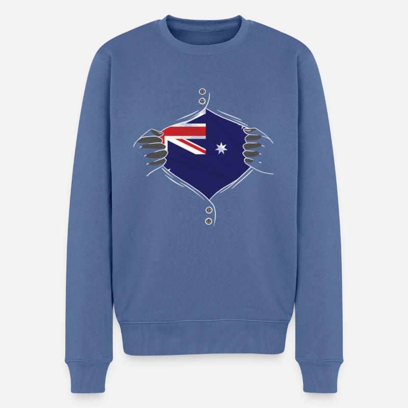 australia flag proud - Männer Premium Bio Pullover - Taubenblau